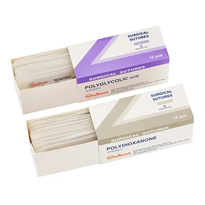 12 pièces de fil de suture résorbable PGA spécifique pour animaux de compagnie