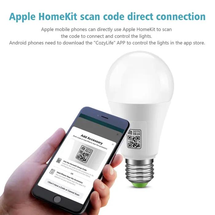 Homekit – ampoule Wifi intelligente multicolore, variable, E27, LED, contrôle Siri, fonctionne avec