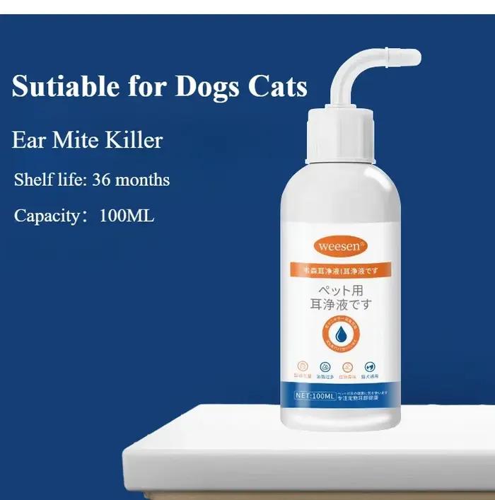 Nettoyeur d'oreille avancé pour animaux de compagnie, pour chiens et chats, tue les acariens, les ch