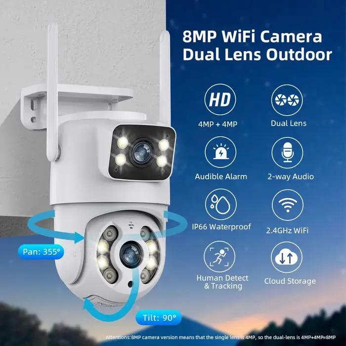 Caméra surveillance 4K 8MP Hiseeu double objectif zoom 4x détection IA - Sécurité extérieure ONVIF