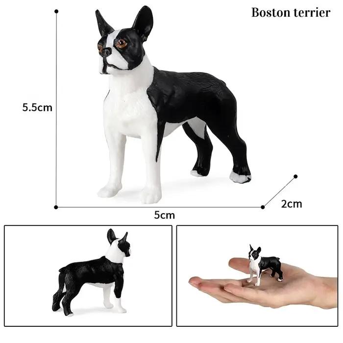 Multi races Miniature Boxer bouledogue Schnauzer chiot chien Animal Figurine modèle Figurines jouet