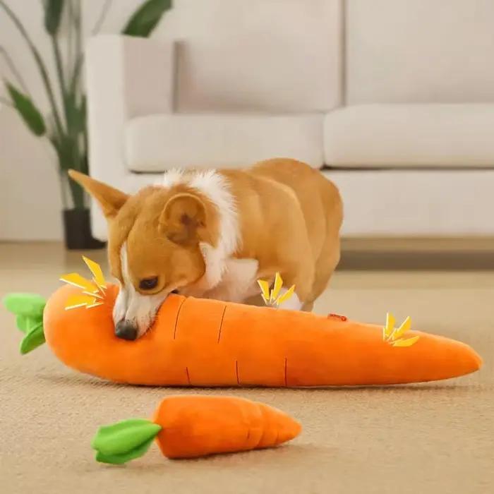 Jouet en peluche carotte pour animaux de compagnie