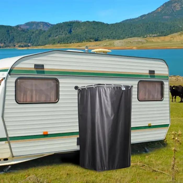 Kit de cabine de douche extérieure pour caravane et camping avec support magnétique tige et rideau de douche pour expérience de douche en plein air occasions spéciales