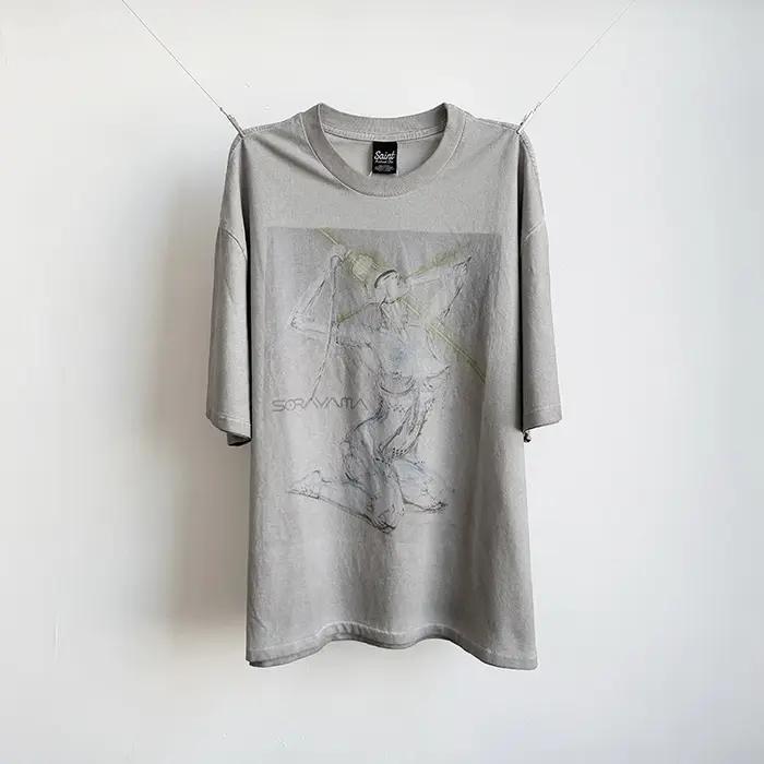 26SS High Street Vintage lavé sale Saint T-Shirt hommes femmes Top qualité coton T-Shirt hauts surdi