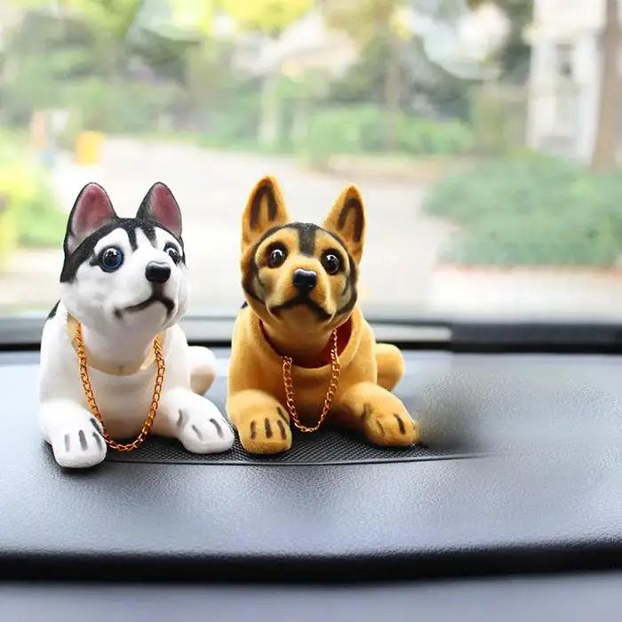 Poupée de voiture Husky Beagle Saint Bernard berger secouant la tête, décoration intérieure automobile, cadeau créatif pour femme et homme, accessoire mignon pour voiture et maison