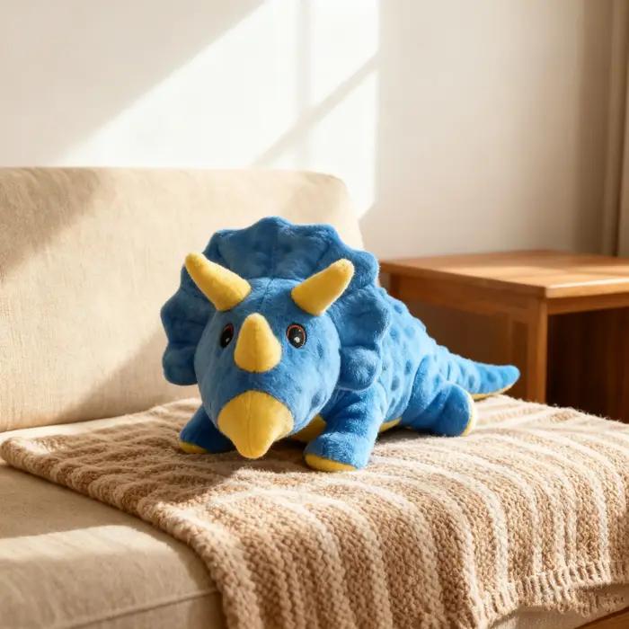 Jouet en peluche pour chien Triceratops résistant aux morsures