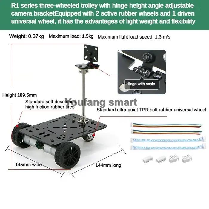 Châssis de voiture 3WD 4WD avec support de caméra, roue pivotante, encodeur, moteur, voiture robot p