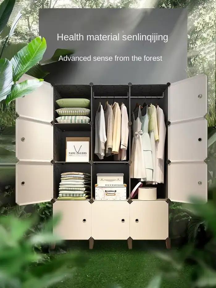 Armoire à vêtements pliable en plastique anti-poussière, meubles de chambre à coucher, meubles de ma