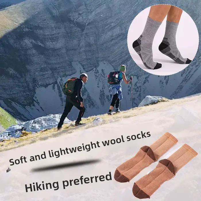 Chaussettes randonnée laine mérinos homme femme mi-mollet respirantes absorption amortissement vélo