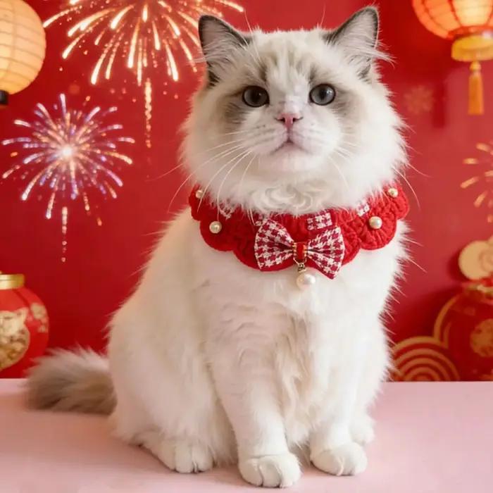 Écharpe pour animaux de compagnie de style chinois de dessin animé