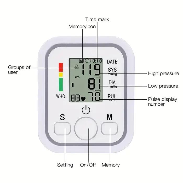 Tonomètre numérique Portable, tensiomètre, moniteur de fréquence cardiaque, bras, tensiomètre, équipement BP, médical professionnel automatique
