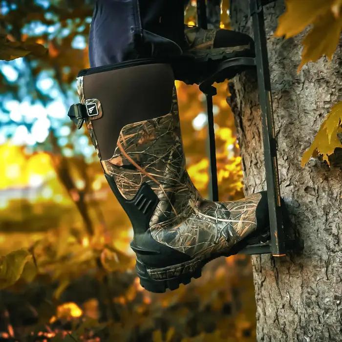Bottes de chasse imperméables isolées à 8 ventilateurs pour hommes – Thinsulate 1000G, néoprène 5 mm, botte camouflage en caoutchouc, arbre de 17 pouces, antidérapant