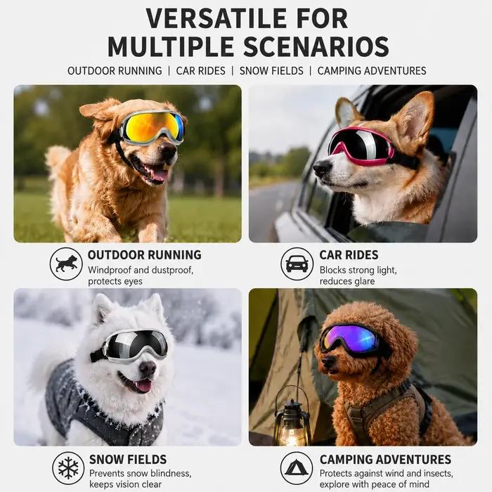 Lunettes de protection réglables noires pour chien
