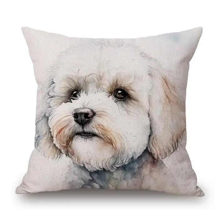 Housses de coussin WONDERISE imprimées à la main en polyester pour animaux de compagnie carrées en argent blanc bleu ciel beige et plus pour intérieur élégant