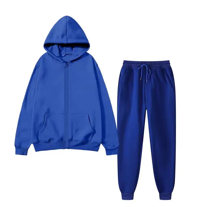 Ensemble de vêtements de sport unisexe de couleur unie, tendance et décontracté, cardigan à capuche