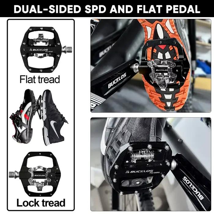 BUCKLOS pédales vtt pour vélo double fonction VTT pédale plate-forme Clip pédales plates ajustement