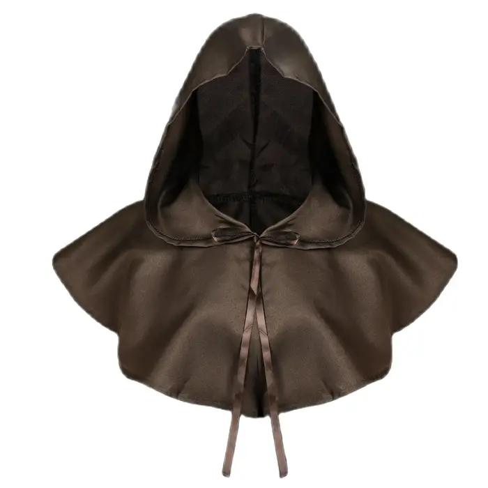 Costume de cosplay médiéval à capuche marron pour hommes et femmes