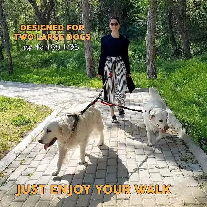 Double coupleur de laisse pour chien – Poignées rembourrées confortables
