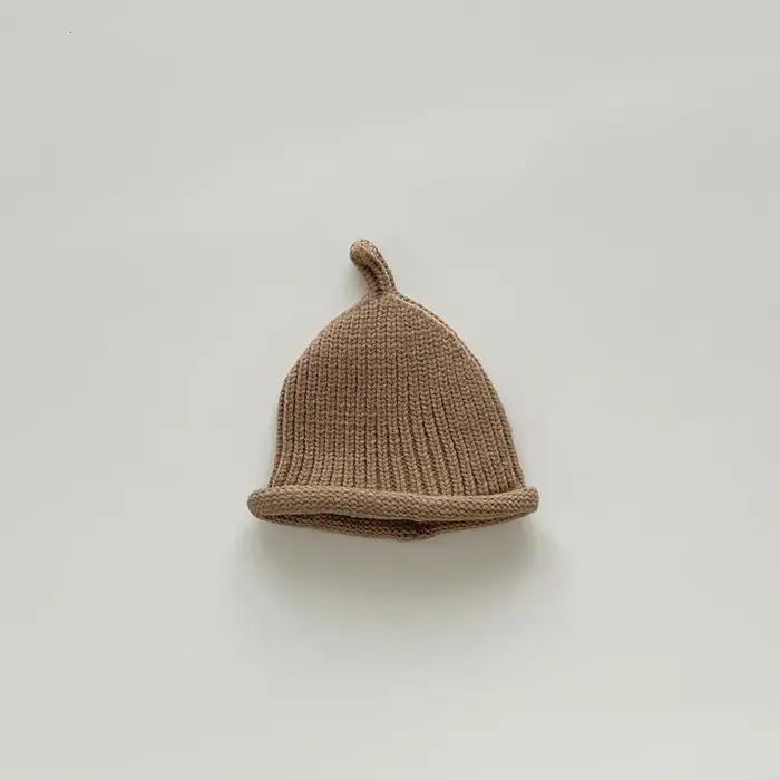 Mignon bébé tricoté pull casquette 3-24M enfants couleur unie laine chapeau garçons filles enfant en bas âge hiver chaud