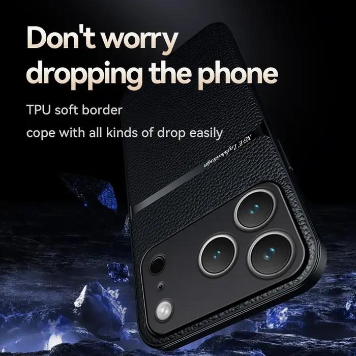 Étui cuir iPhone 17 16 13 12 11 Pro Max - Coque protection luxe motif