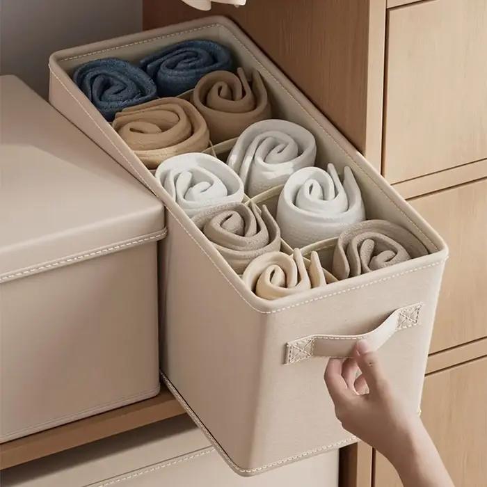 Boîte de rangement pliable pour vêtements lavable et respirante avec portes en bois pour une garde-robe organisée et élégante occasions spéciales
