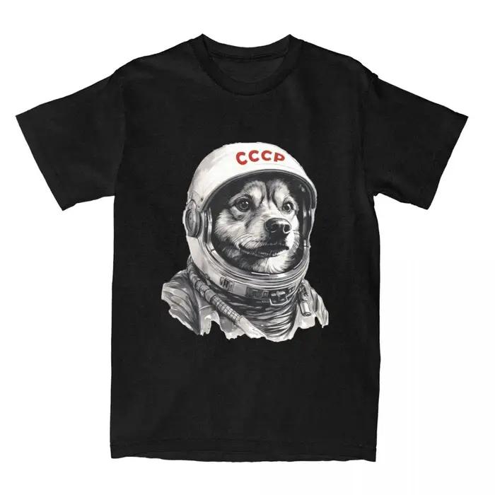 CCCP Rusia Laika Urss spatial astronaute chien T-Shirt hommes premier chien dans l'espace coton T-Sh