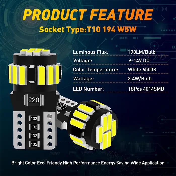 10x W5W T10 lumière LED Canbus 194 ampoule LED lampe de signalisation de Position de stationnement p