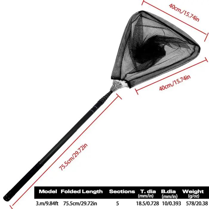 Filet de pêche télescopique de grande taille 3M4M, localisateur métallique, filet d'atterrissage en