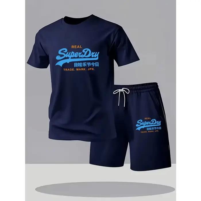 Ensemble Homme Été 2026 Nouveauté – T-shirt Décontracté + Short Deux Pièces Grande Taille Respirant – Tenue de Sport