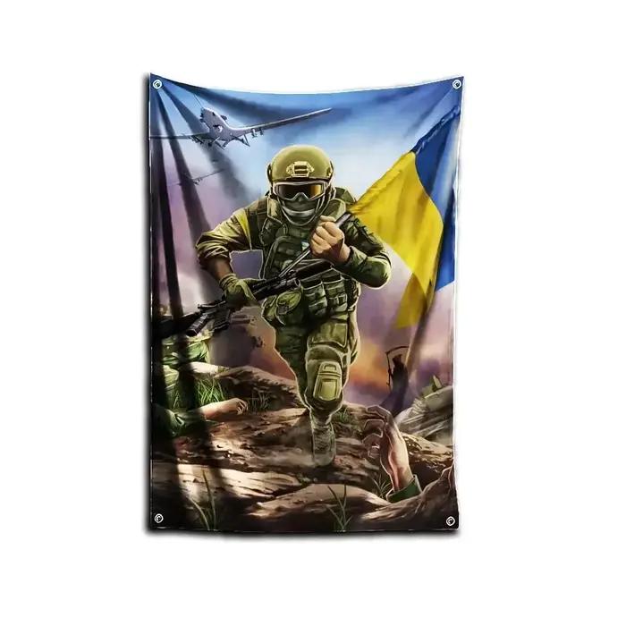 Drapeau des Forces armées d'ukraine, 3x5 pieds, bannière d'impression numérique en Polyester pour dé