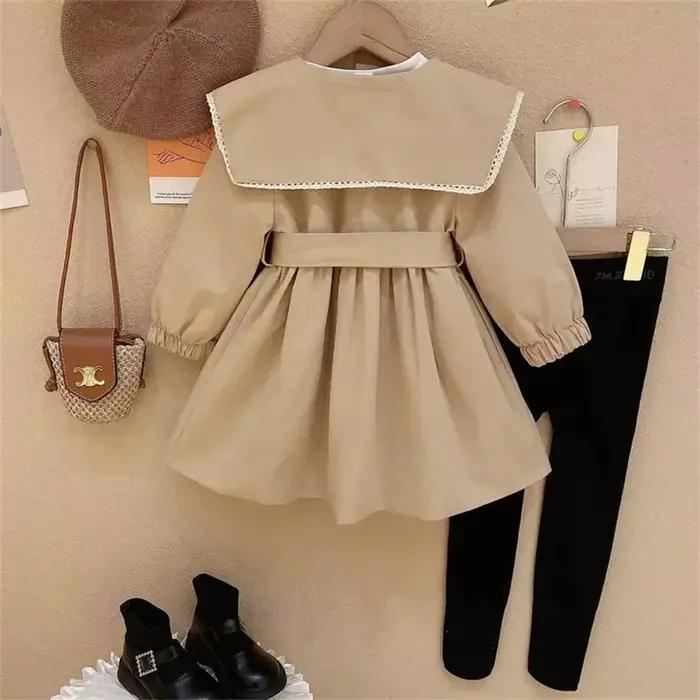 Filles Trench manteaux enfants mode taille vestes enfants col rabattu bébé mignon Long coupe-vent vê