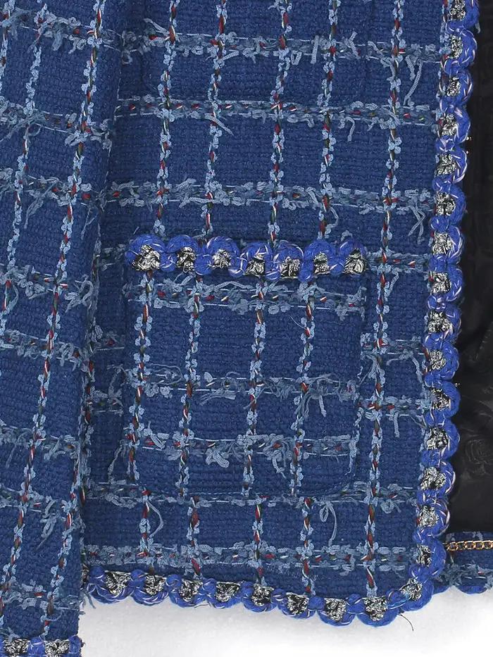 2025 à la mode et élégant col rond léger luxe socialite haut de gamme tempérament design sens tweed décontracté polyvale