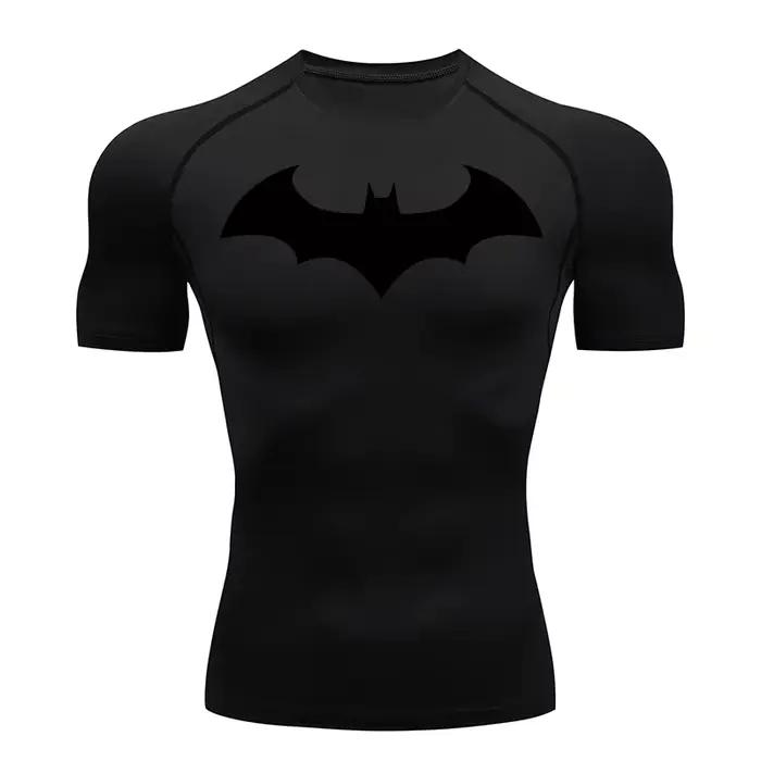 Chemises de Compression graphiques chauve-souris pour hommes, manches courtes, protection contre les