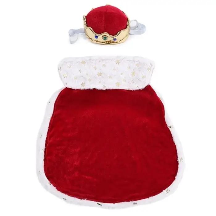 E8BD – Costume fête pour chien Royal, ensemble élégant avec chapeau couronne, tenue Cosplay respirante pour animaux