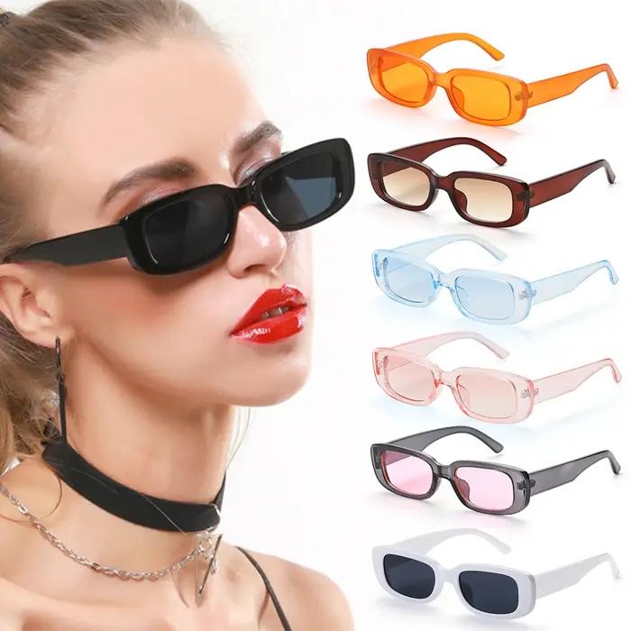 Lunettes de soleil randonnée voyage rectangle petit léopard noir - Modèle rétro chic unisexe UV400 2021