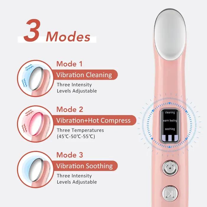 Masque yeux vibrations lumière rouge chaleur anti rides lifting soin cernes poches beauté stylo massage