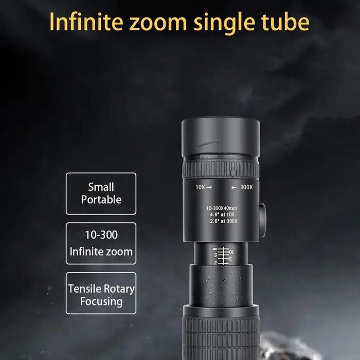 Monoculaire professionnel zoom 10-300x40 HD 4K - Pour observation longue distance