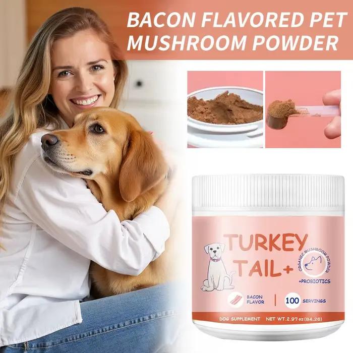 Poudre de champignons aromatisée au bacon pour animaux de compagnie