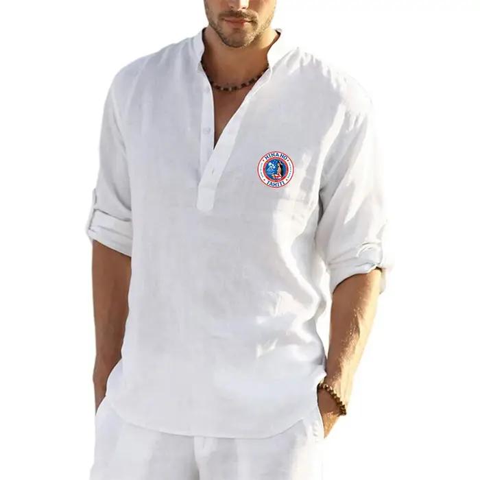Chemise à Manches sulfen Coton et Lin pour Homme