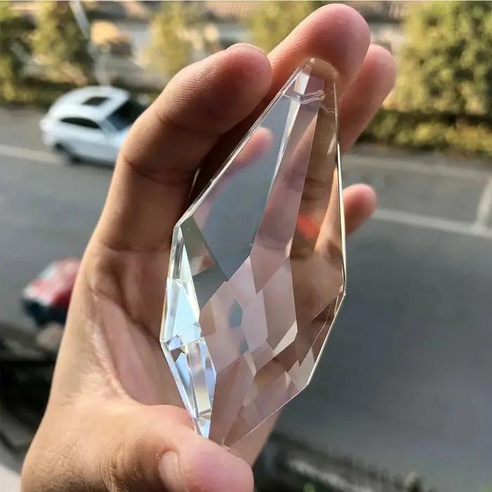 Excellent prisme en cristal K9, lustre en verre à facettes claires, ornements suspendus en cristal,