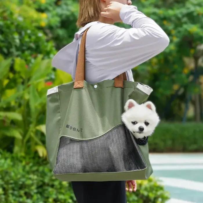 Sac de transport respirant pour animaux de compagnie, sac à main, sac à bandoulière, pour chiens et chats de petite et moyenne taille, en toile Oxford, portable, pour voyages en plein air, accessoires