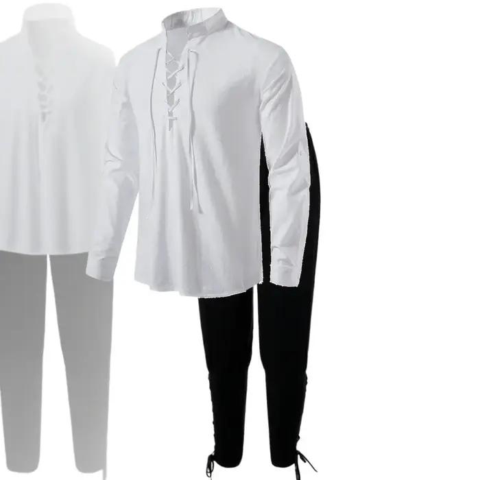 2 pièces rétro Vintage médiéval Renaissance Cosplay Costume tenues Pirate Viking Halloween décontrac