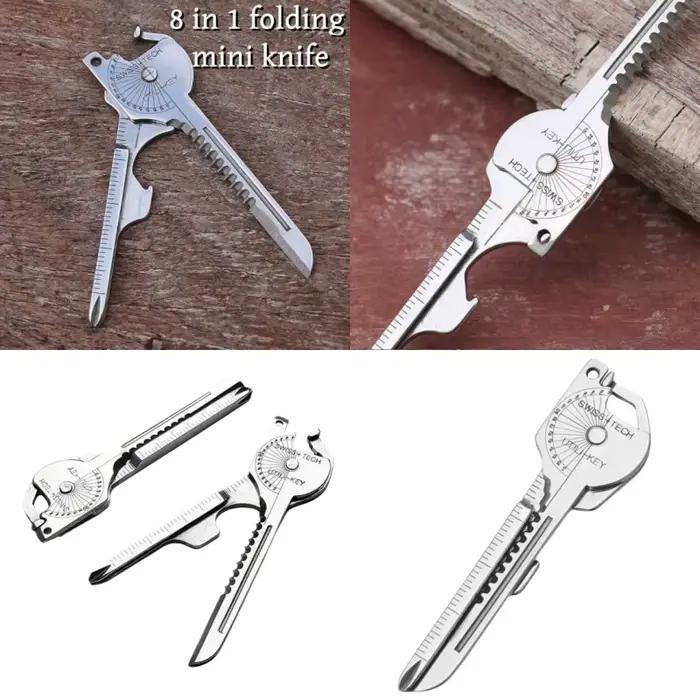 Gadget porte-clés compact multifonctionnel avec tournevis, ouvre-bouteille, outil d'urgence de camping, multi-outil portable