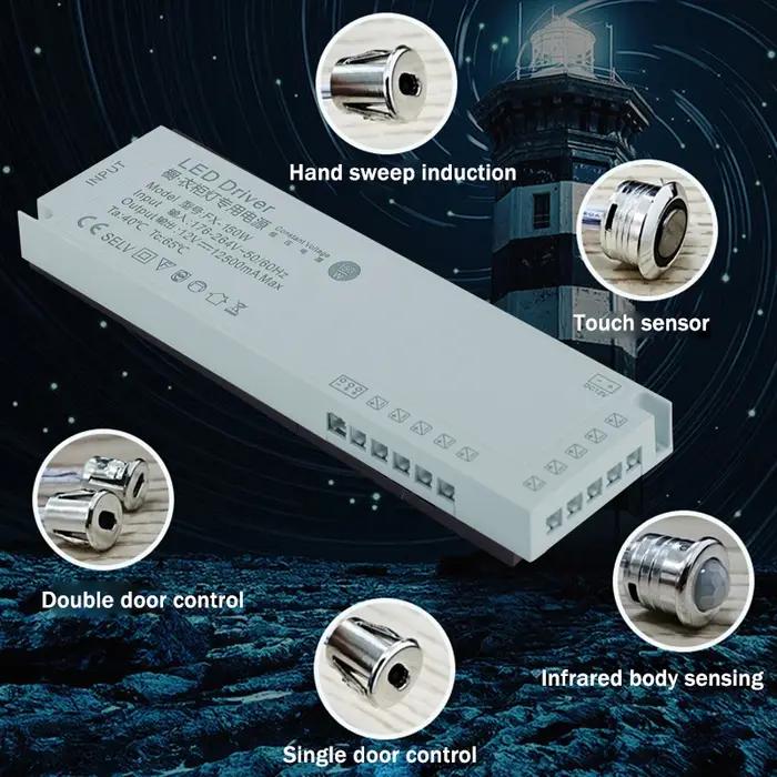 AC 176V-265V à DC 12v 24V 100W armoire lumière LED alimentation placard capteur de mouvement avec en
