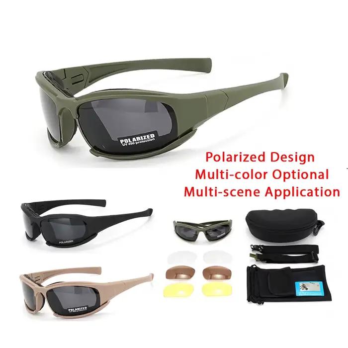 Lunettes tactiques 4 lentilles polarisées - Protection anti-vent et anti-poussière pour sports extrêmes