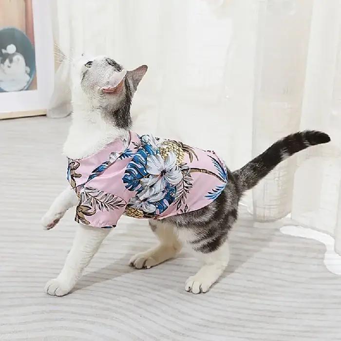 Chemises décontractées pour chien à motif floral ananas hawaïen