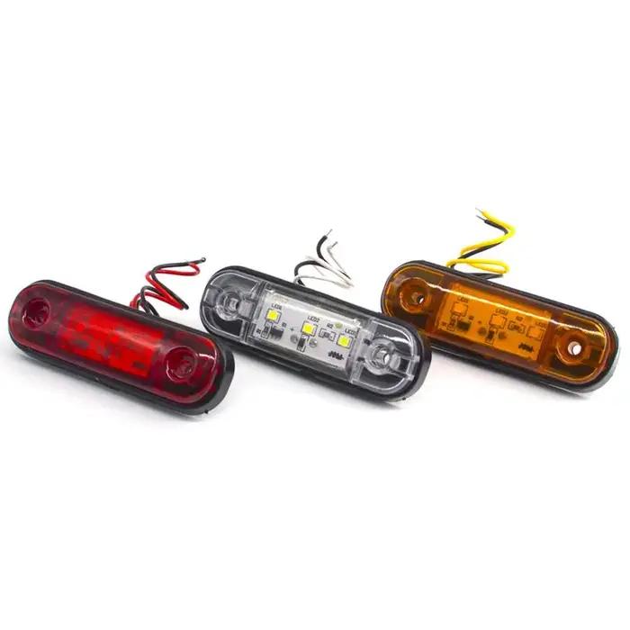 10 pièces 12V 24V voyant d'avertissement 3 LED feu de position latéral ovale dégagement Orange blanc