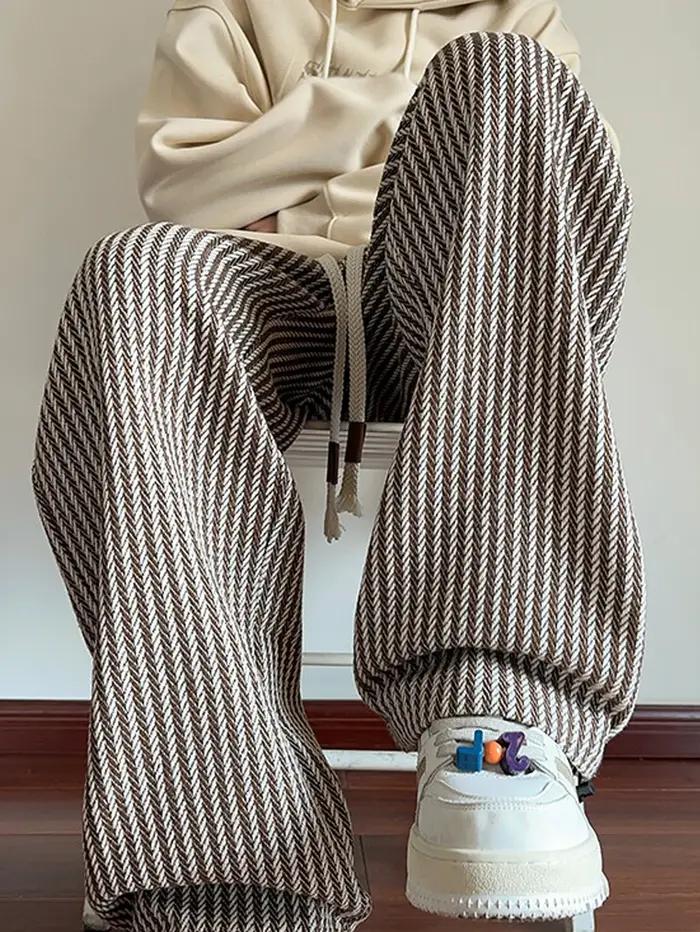 Pantalon rayé décontracté d'automne pour hommes