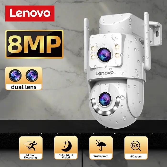 Caméra sécurité extérieure Lenovo 8MP double objectif avec IA - Surveillance PTZ vision nocturne couleur tracking