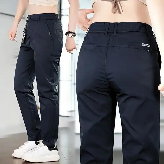 Pantalon décontracté homme 2026 en soie glacée, coupe droite, fin, respirant, pour l'été, style busi